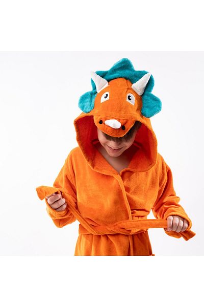 Orange Bed & Bath Rino Orange Kids Hooded Towel Bath Robe - 10 - 12 yrs