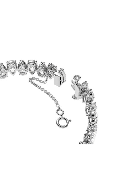 Swarovski Matrix Tennis bileklik, Armut kesim, Beyaz, Rodyum kaplama