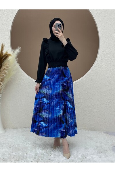 Modamorfo Saks színes digitális nyomtatott redős szoknya