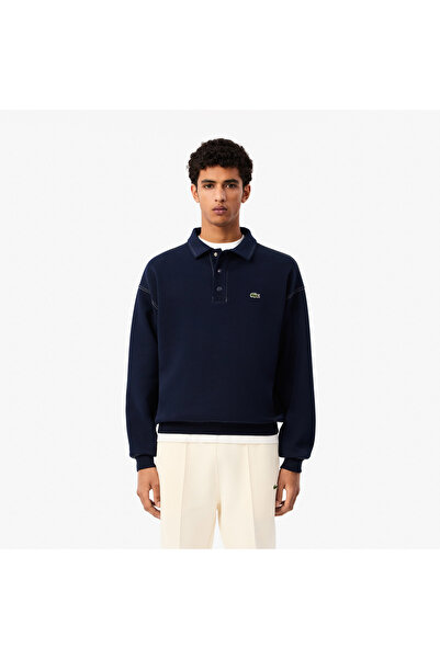 Lacoste Erkek Loose Fit Polo Yaka Lacivert Sweatshirt