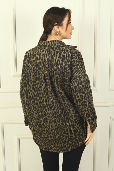 By Saygı Дамско яке с леопардов принт със странични джобове