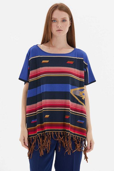 Two Mail Navy Blue Tassel Detailed Panco