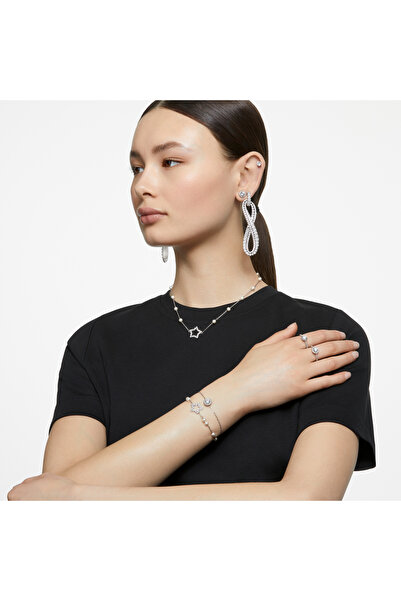 Swarovski Una Angelic Kokteyl Yüzüğü, Yuvarlak kesim, Pavé, Beyaz, Rodyum kaplama