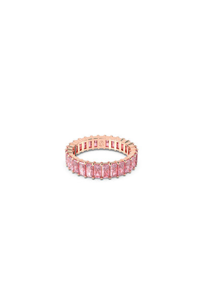Swarovski Matrix Yüzük, Baget kesim, Pembe, Pembe altın rengi kaplama