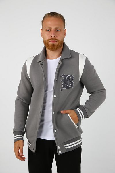 DAKSEL Ανδρικό μπουφάν BRG Smoke Grey College με κανονική εφαρμογή