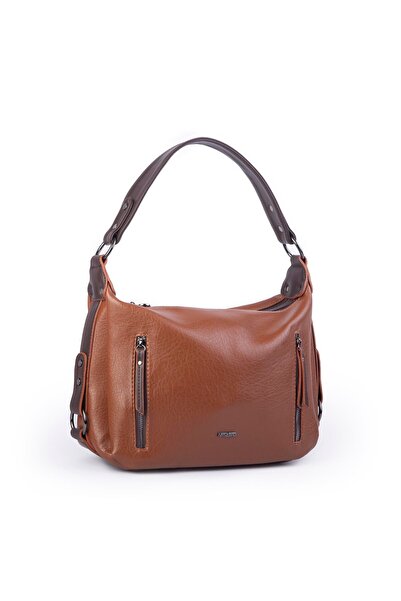 Nas Bag Multi-Eye Women's Shoulder and Crossbody Bag (33X25 cm) Tan Brown Victoria