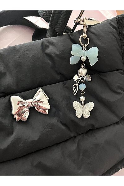 bohemian takı tasarim Blue Bow Butterfly Candy Bag Charm
