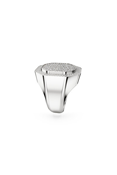 Swarovski Dextera cocktail ring, Octagon shape, White, Rhodium plated