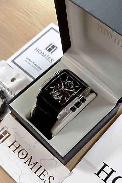 Homies Multifunction Siyah Erkek Kol Saati 3 Atm Su Geçirmez Deri Kordon Hediye Bileklik Hme2043c2