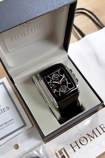 Homies Black Men's Multifunction Wrist Watch - 3 Atm Waterproof, Leather Band Gift Bracelet Hme2043C2