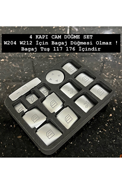 kaytaz Mercedes Cam Düğme Krom Kaplama VE Joystick LOGO 4 Kapı Set W204 W212 W117 W176 W207