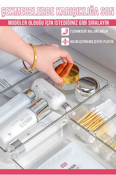 FİTHOME 16 Pieces - Clear Makeup Organizer, Drawer and Organizer