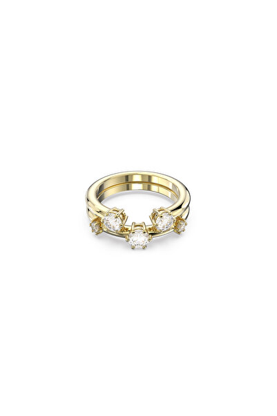 Swarovski Constella Yüzük, Set (2), Yuvarlak kesim, Beyaz, 18k altın rengi yüzey