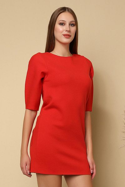 Two Mail Red Lace-Up Stylish Dress