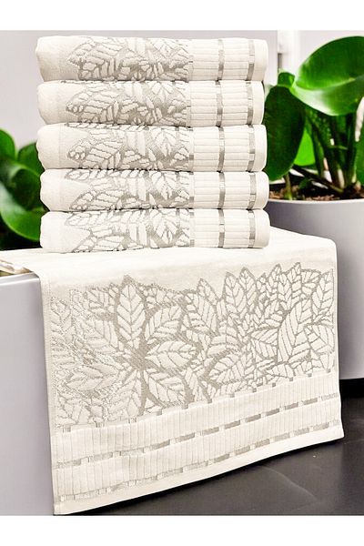 AYHANHOME Πετσέτα χεριών και προσώπου 6 LI Velvet Luxury Jacquard Dowry 50x90