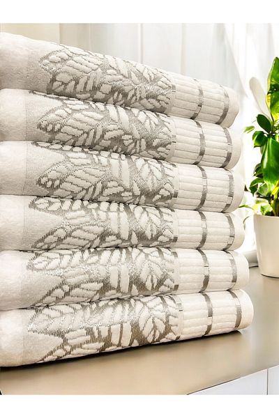 AYHANHOME Πετσέτα χεριών και προσώπου 6 LI Velvet Luxury Jacquard Dowry 50x90