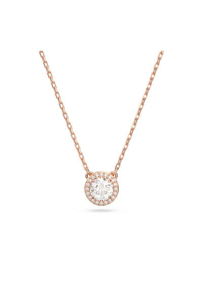 Swarovski Una Angelic Kolye, Yuvarlak kesim, Pavé, Beyaz, Pembe altın rengi k...