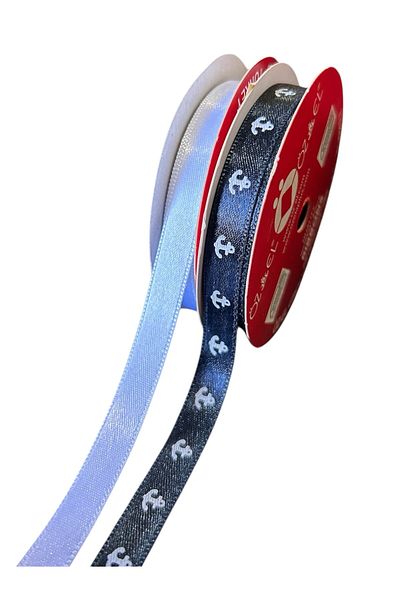 ÖZ-EL AŞ 2 Spool Printed Satin Ribbon - White, 1.5 Cm, 5+5 m 135003 / 100507