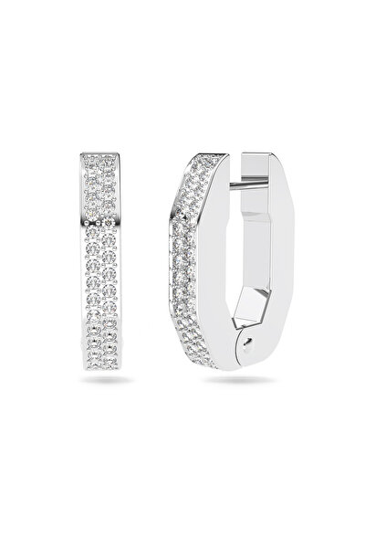 Swarovski Dextera halka küpeler, Sekizgen şekil, Küçük, Beyaz, Rodyum kaplama