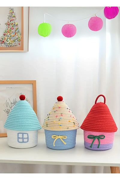 HomeTurko Boho Woven Cute Jute Basket Jewelry Beads Key Storage Attractive Natural Gift Design