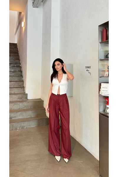 Serica Moda Polietilenska tkanina Viskoza Nabrano Palazzo pantalone
