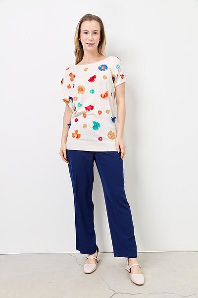 Two Mail Linen Tunic - Sprinkled Floral Pattern