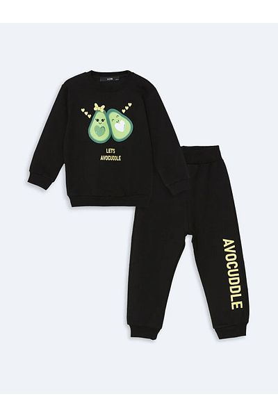 LC Waikiki Lcw Baby Crew Neck Printed Baby Girl Tracksuit Set