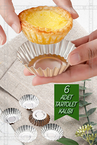 Greathings 6 Adet Paslanmaz Metal Yapışmaz  Cupcake, Muffin, Tartolet Kurabiy...