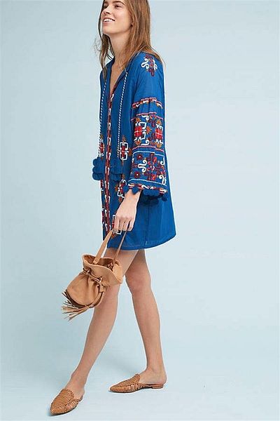 nish for you Blue Bohemian Mini Designer Dress