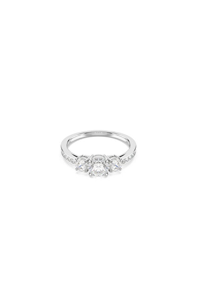 Swarovski Stilla Attract Yüzük, Yuvarlak kesim, Beyaz, Gümüş renkli yüzey