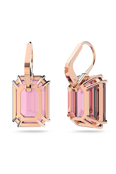 Swarovski Millenia damla küpeler, Sekizgen kesim, Pembe, Pembe altın rengi kaplama