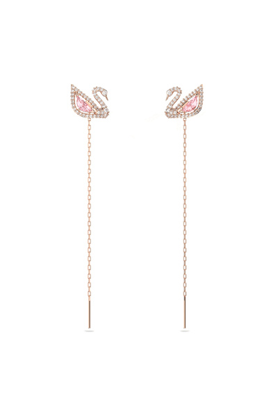 Swarovski Swan damla küpeler, Kuğu, Pembe, Pembe altın rengi kaplama