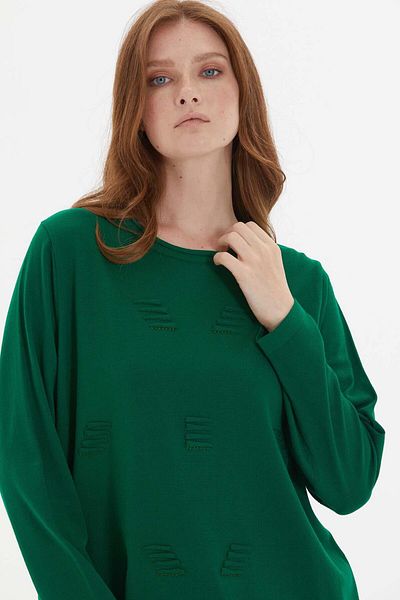 Two Mail Green Blouse - Stacking Detail