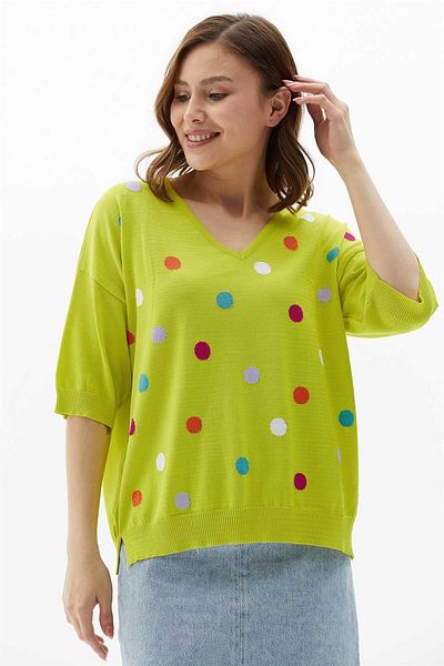 Two Mail Yellow Point V-Neck Blouse
