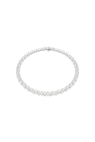 Swarovski Matrix Tennis kolye, Armut kesim, Beyaz, Rodyum kaplama