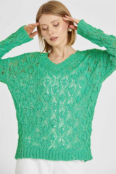 Two Mail Green V-Neck Blouse