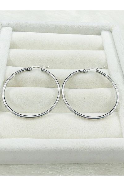 DS DİAMONDSHOP 4 cm Steel Hoop Earrings - Byçkp- 202411509