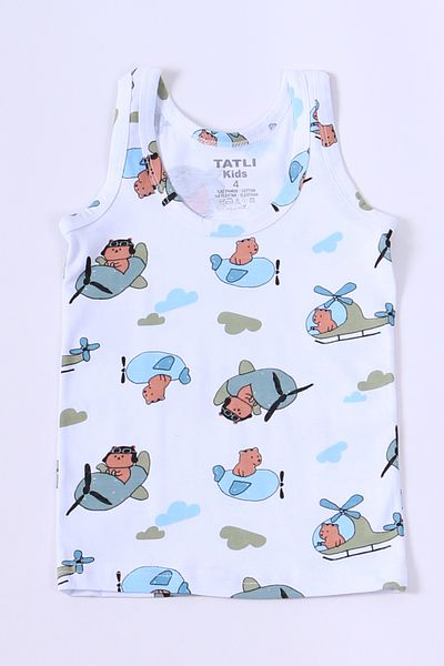 DK İÇ GİYİM Boy's Patterned Thick Strap Athlete Set of 6