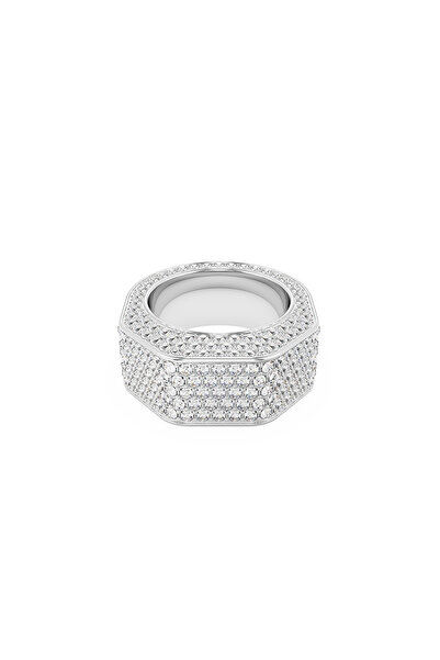 Swarovski Dextera Kokteyl Yüzüğü, Sekizgen şekil, Pavé, Beyaz, Rodyum kaplama