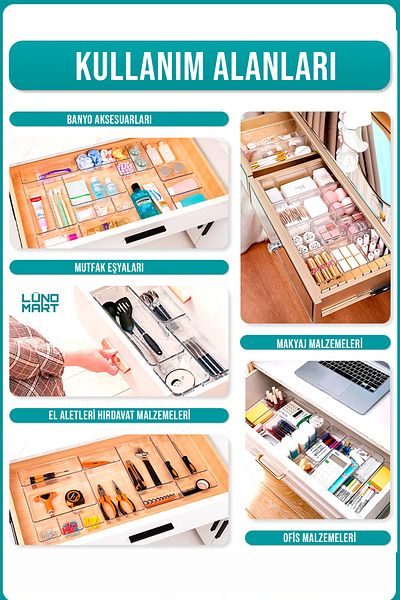 FİTHOME 25-Piece Modular Drawer Organizer Multi-Purpose Makeup Stationery Kitchen Bathroom Organizer