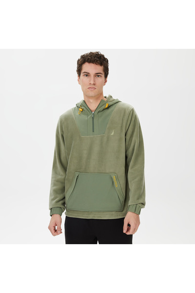 Nautica Erkek Yeşil Standart Fit Kapüşonlu Sweatshirt