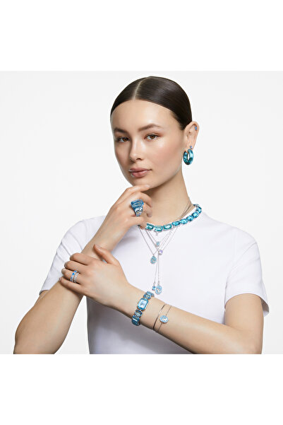 Swarovski Lucent Kokteyl Yüzüğü, Sekizgen kesim, Mavi