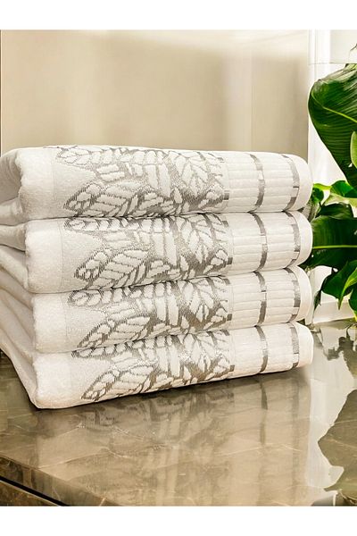 AYHANHOME 4 τεμάχια Velvet Luxury Jacquard Dowry 50x90 Πετσέτες χεριών και προσώπου