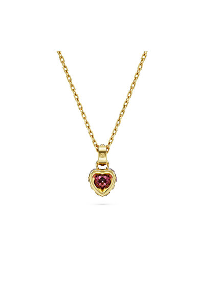Swarovski Chroma Kolye, Kalp, Kırmızı, Altın rengi kaplama