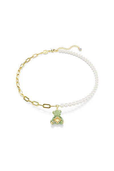 Swarovski Teddy Kolye, Kristal inci, Ayıcık, Çok renkli, Altın rengi kaplama