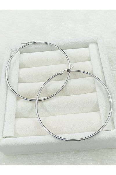 DS DİAMONDSHOP 7 cm Steel Hoop Earrings - Byçkp- 202411515