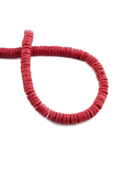 Uçar Doğaltaş Lav Taşı Doğal Taş Mat Kırmızı Dore Kesim 6x2mm Dizi [AA]