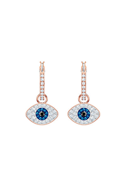 Swarovski Symbolica halka küpeler, Nazarlık, Mavi, Pembe altın rengi kaplama