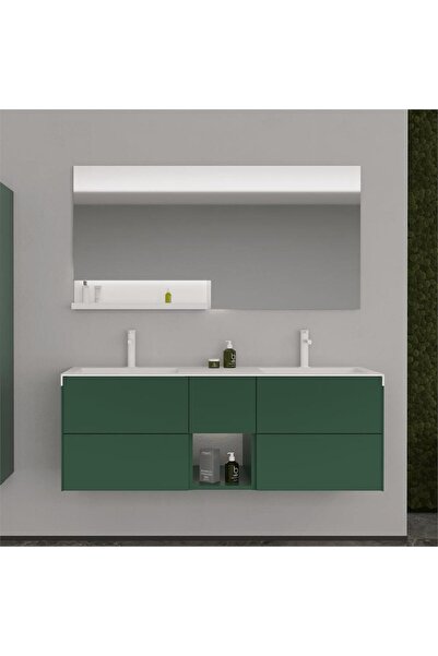 ORKA Milano 140 Cm Mat Yeşil Banyo Dolabı Takımı