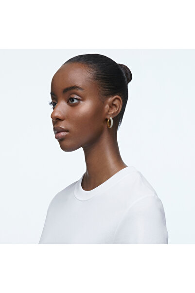 Swarovski Dextera halka küpeler, Orta, Beyaz, Altın rengi kaplama